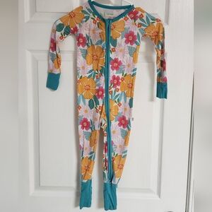 Floral Kids One Piece with Teal Accents